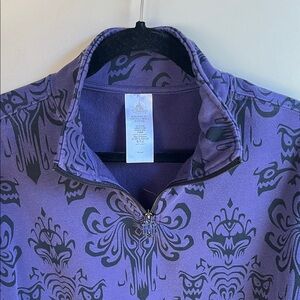 Disney Haunted Mansion Themed Womens Purple Patterned 1/4 Zip Collar Long Sleeve